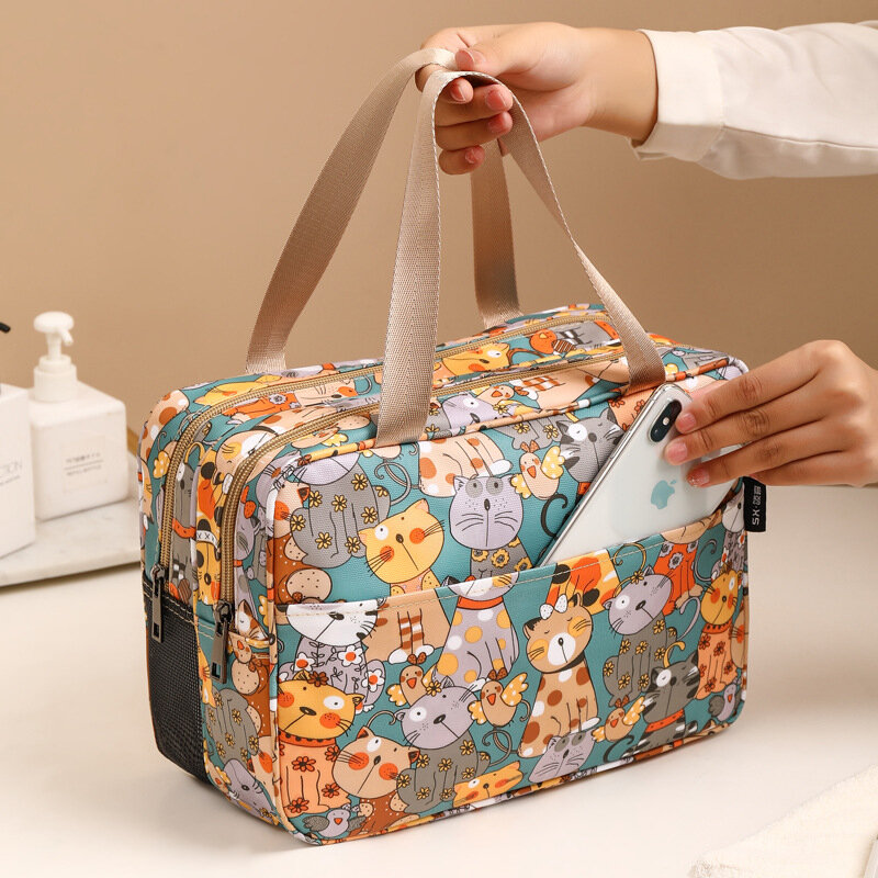 Large Capacity Cartoon Cosmetic Bag for Women PU Clear Zipper Beauty Case Travel Toiletry Wash Makeup Organizer Storage Bath Bag
