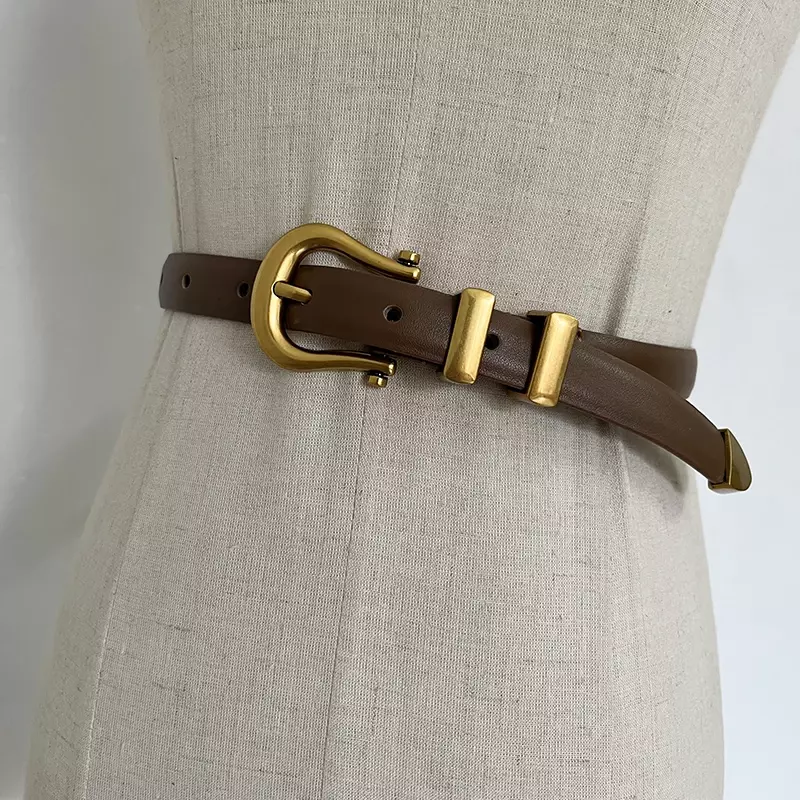 Fajas de piel auténtica para mujer, corsés femeninos de estilo Vintage, a la moda, cinturón estrecho de decoración, 2024
