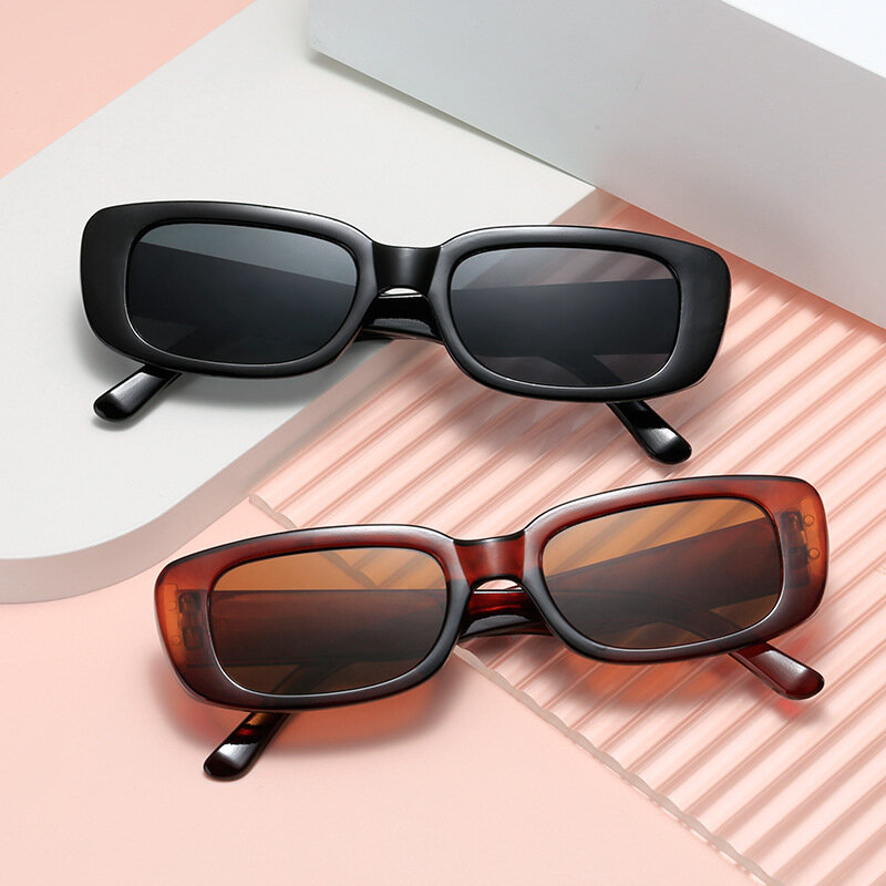 Gafas de sol pequeñas Retro para hombre y mujer, lentes de sol rectangulares con montura cuadrada, Estilo Vintage, a la moda, protección UV, 2023