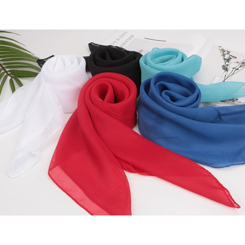 Écharpe décorative carrée en mousseline de soie, foulard de cou en ruban, mouchoir de danse