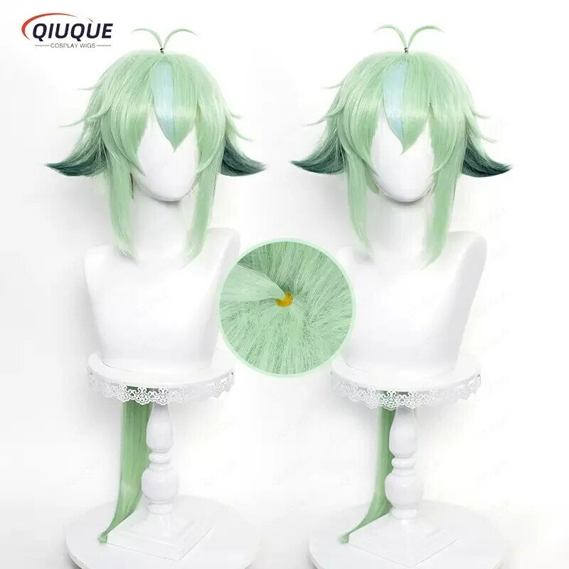 Peluca de Cosplay de sucrosa de impacto de juego, pelucas de Anime verde manzana de 85cm de largo, pelucas de cabello sintético resistentes al calor + gorro de peluca