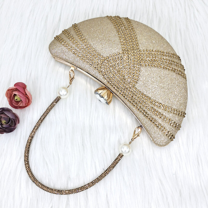 Carol Party włoski projektant złota elegancka torba damska luksusowa marka kryształowa torba na ramię torebka portfel księżycowy