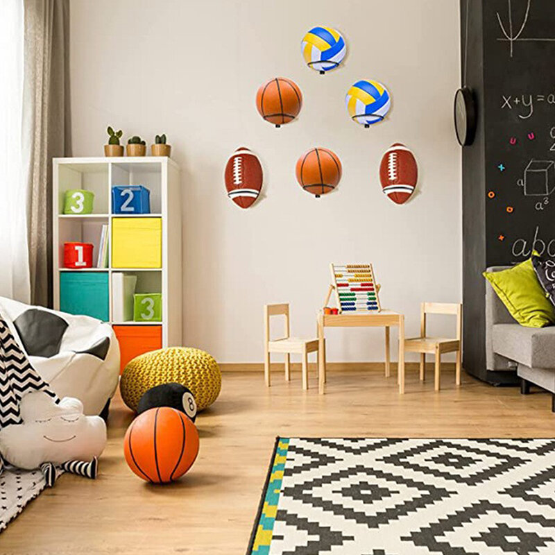 Estante de exhibición de fútbol multiusos, soporte de bola montado en la pared, estante de almacenamiento de baloncesto, ahorro de espacio de hierro, decoración de sala de estar