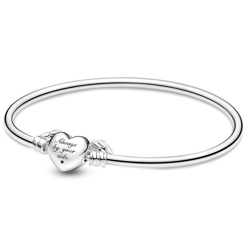 New 925 Sterling Silver Winged Infinity Heart Brilliant Life Snowflake Dainty Bow Bangle Bracelet Fit Bead Charm Diy Jewelry