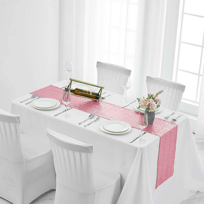 Cekinowy bieżnik na przyjęcie weselne błyszczące złoto w różowym kolorze luksusowa elegancja hotelowa kolacja świąteczna dekoracja tabela urodzin
