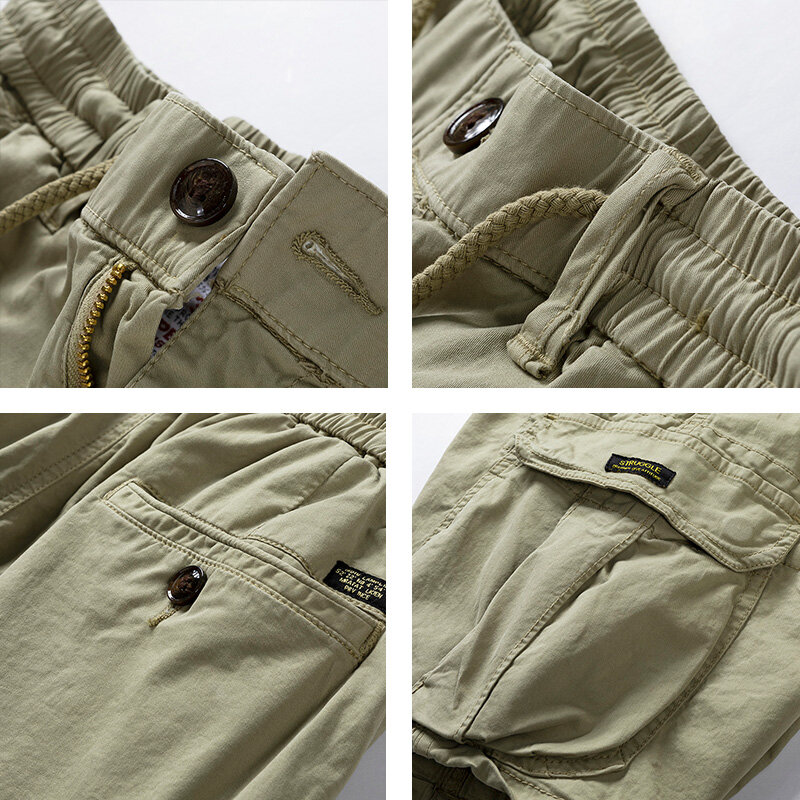Pantalones cortos de algodón para hombre, Shorts informales ligeros, cómodos, sencillos, con múltiples bolsillos, a la moda, novedad de verano, 2023