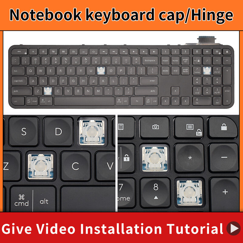 Tutup kunci pengganti & klip gunting & engsel untuk kerajinan Logitech MX kunci Keyboard & klip GreyBlack
