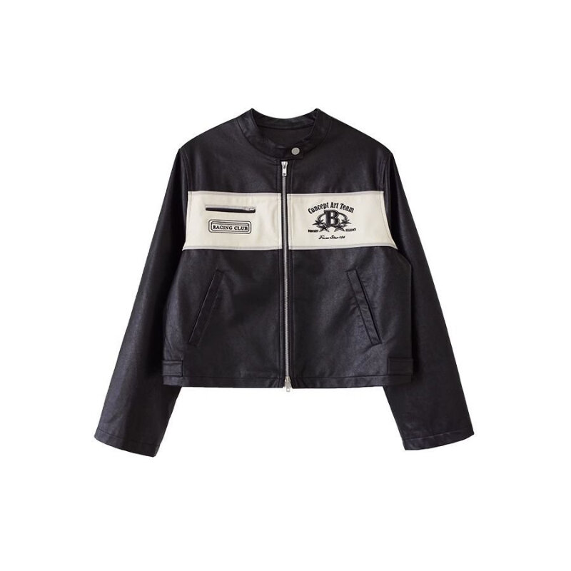 여성용 레트로 바이커 의류 백 짧은 재킷, 2023 스트리트 개성 탑 코트 재킷, 캐주얼 패션, 가을