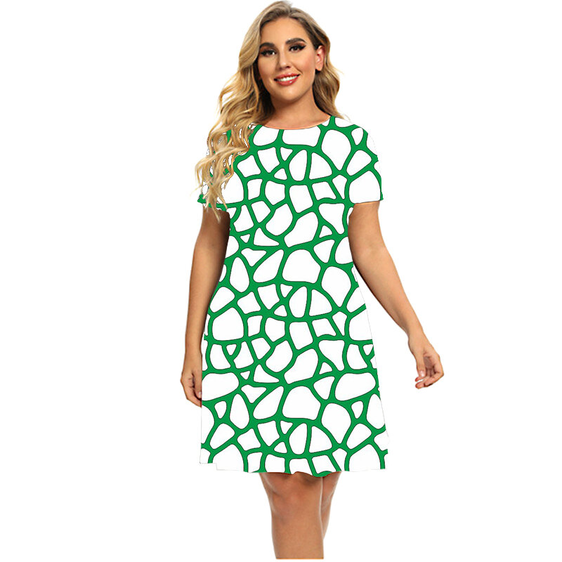 Robes imprimées 3D à motif géométrique pour femmes, mode de rue, manches courtes, mini robe adt, grande taille, vêtements pour femmes, 5XL, 6XL, été, 2023