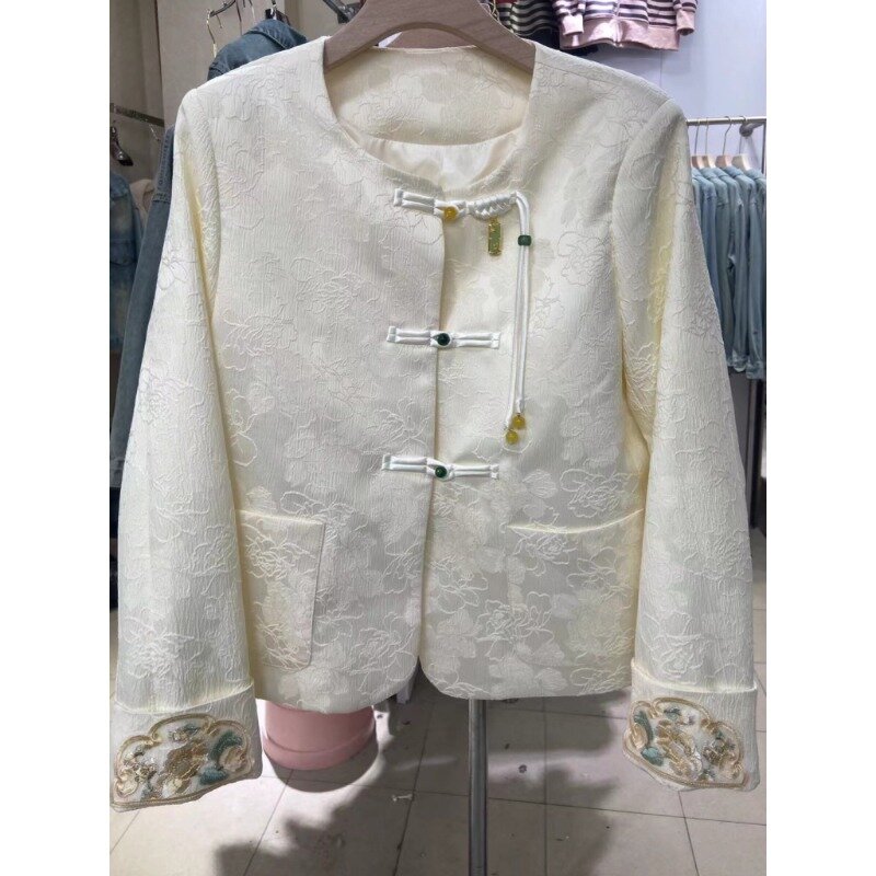 UNXX giacca ricamata Hanfu migliorata in stile cinese donna 2024 primavera autunno Retro girocollo manica lunga elegante Top vestito Tang