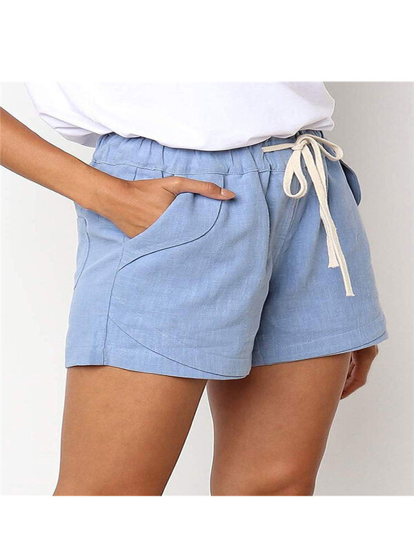 Nuovi pantaloncini di lino di cotone donna estate moda Casual tinta unita spiaggia vestiti sportivi traspiranti larghi morbidi femminili