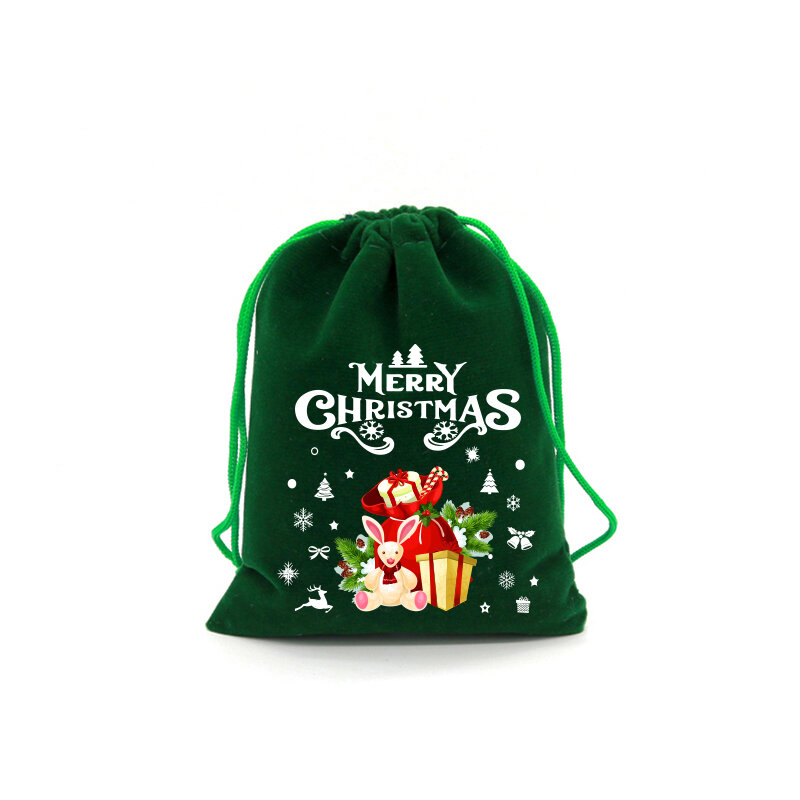 50pcs/lot Christmas Gift Packaging Pouch Festive Candy Biscuit Storage Bag  Jewelry Drawstring Velvet Bags Christmas Decoration