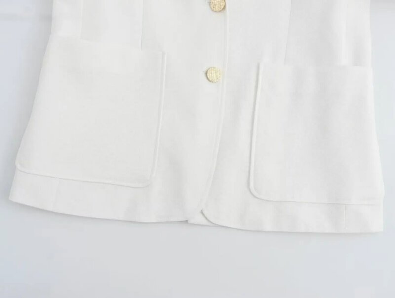 Casaco de linho misturado feminino, retro de manga comprida, botão para cima, blusa chique, decoração de bolso grande, moda casual, novo, 2022