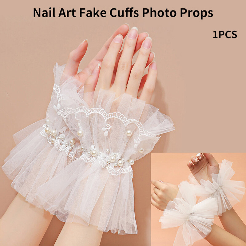Nail Decorations For Nail Art Lace Fake Pleated Cuff Manicure Photography Props Fake Sleeves Nails Accessories Supplies Charms
