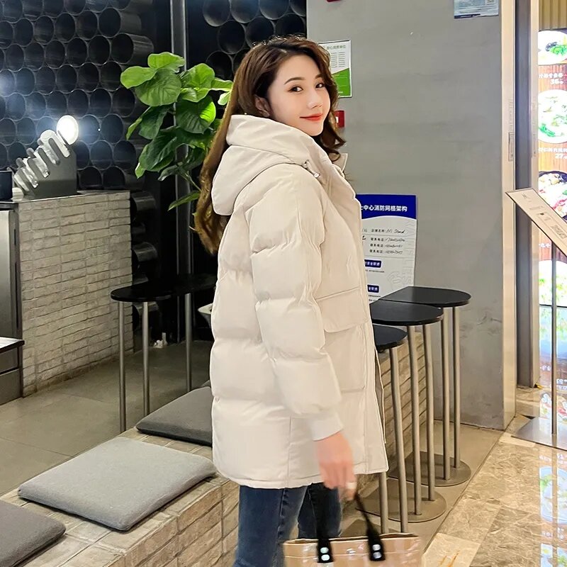 2023 New Women Jacket Down Cotton Padded Jacket Hooded Parka Winter Long Coat Thick Warm Loose Parka Fashion Female Outwear tops