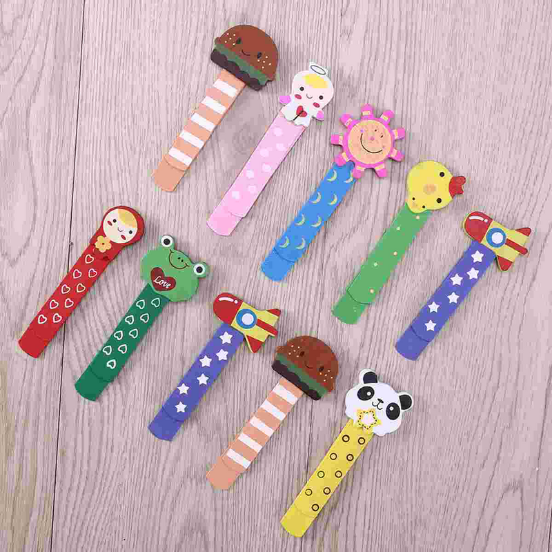 10pcs Bookmarks Wood Bookmarkers Creative Cartoon Page Markers Ruler for Student Office Stationery Supplies Random
