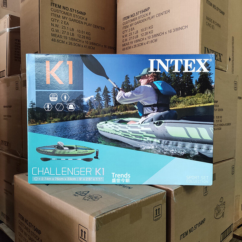 Intex 68305 챌린저 K1, 1 인용 풍선 카누 뗏목, 노 및 핸드 펌프, 오션 카약