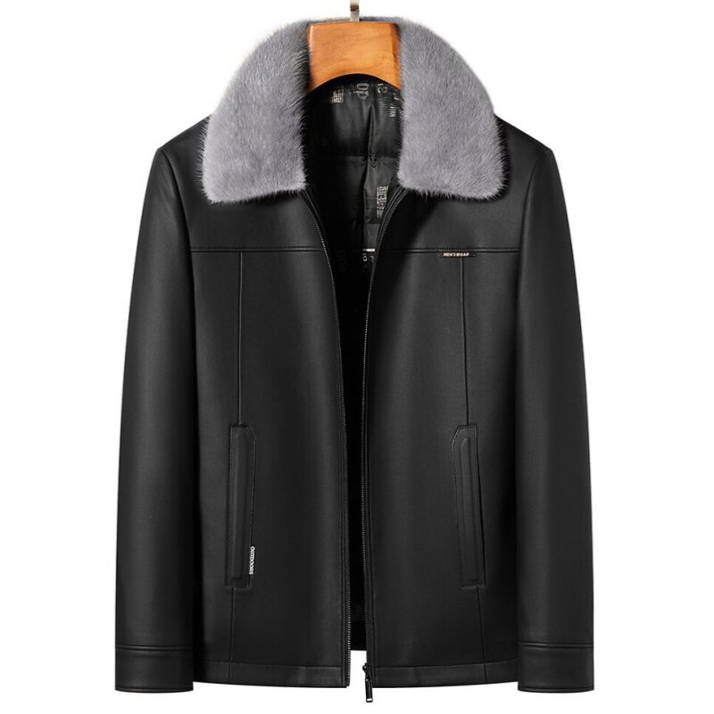 Jaqueta removível de gola masculina, jaqueta de couro grosso, pato branco para baixo, alta qualidade, inverno