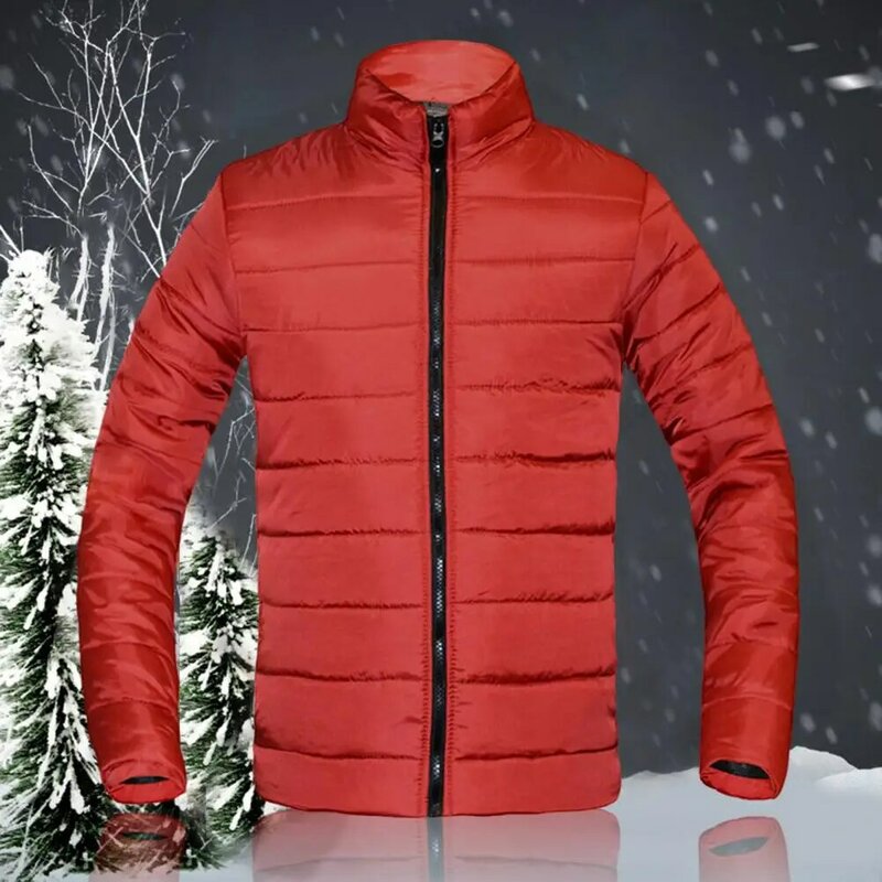 Winter Men's Plush Thickened Parkas Stand Collar Jacket Fashion Men's Coat Warm Thick Zipper Coat Padded Overcoat for Men