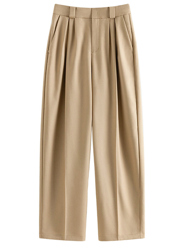 FSLE Classic High Waist Streetwear  Straight Casual Pants For Woman 2024 Summer New Minimalist Slim Fit Pants 24FS12107