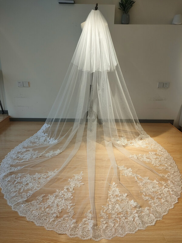 Velo de novia de 2 capas de alta calidad con imágenes reales, velo de novia catalítico, accesorios para mojar, lentejuelas brillantes