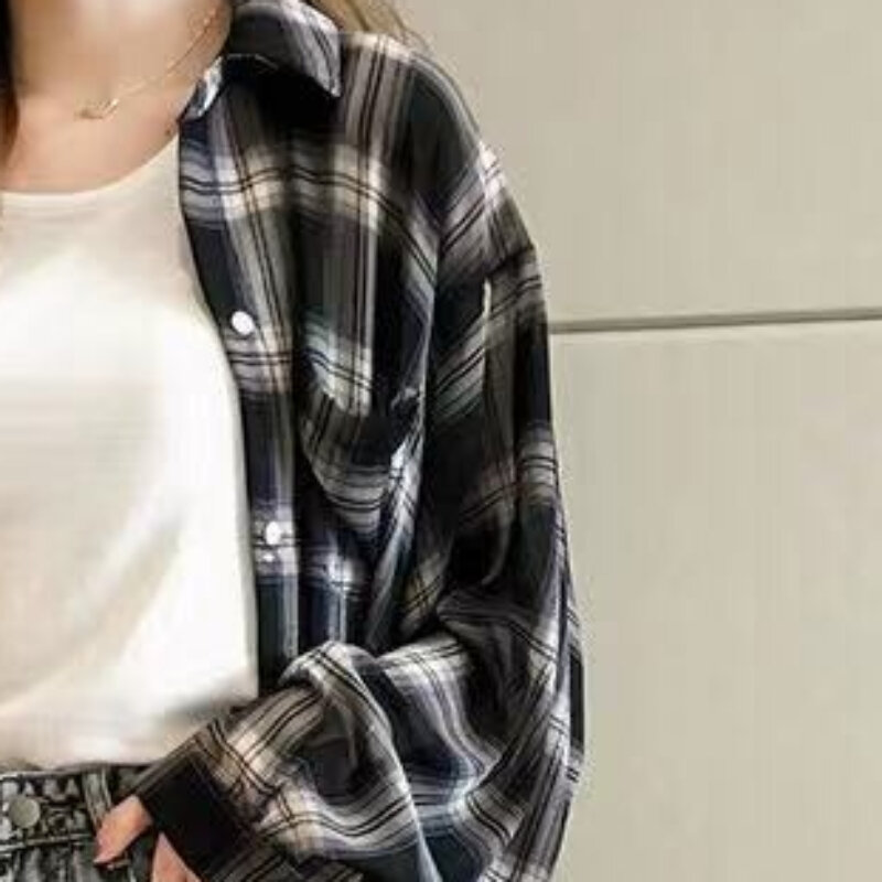 Shirts Women Casual Vintage Spring Plaid Single Breasted Daily Simple All-match Streetwear Fashion Youthful Chic Students Cozy