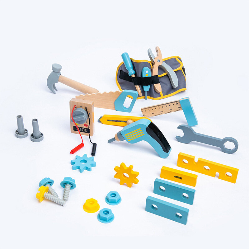 子供のためのネジアセンブリおもちゃツールボックス、インテリジェンス、シミュレーション、ハンドオン分解、メンテナンス管理セット、木製ツールの組み合わせ