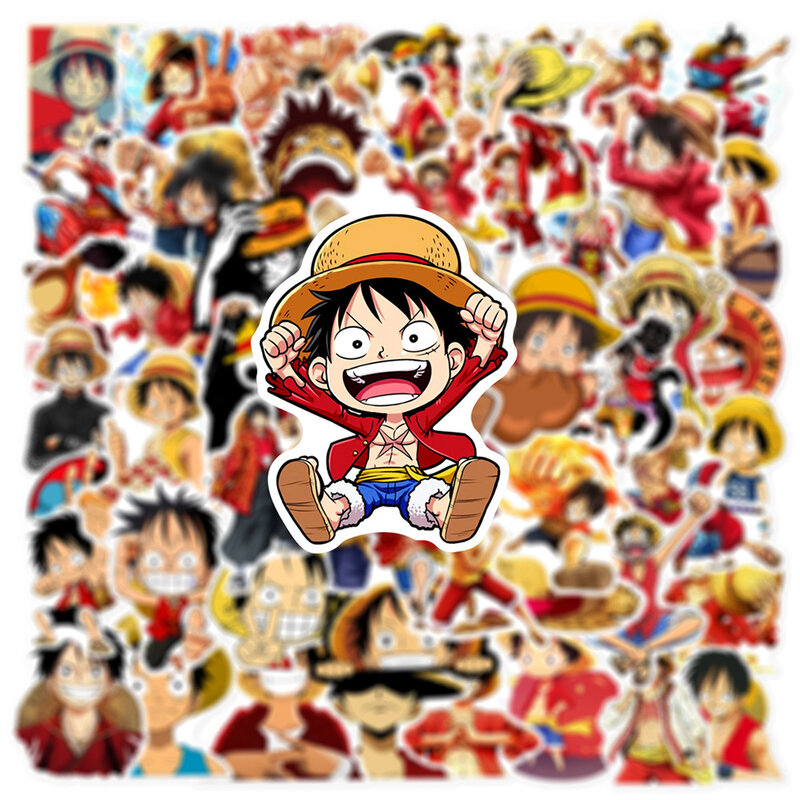 One Piece Anime adesivos impermeáveis, decalques dos desenhos animados, motocicleta, laptop, carro, skate, decoração legal, adesivo, brinquedos infantis, 10 pcs, 30 pcs, 50pcs