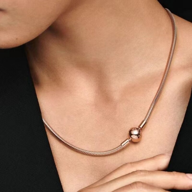 Самые продаваемые Женские украшения в 2024 году, популярное ожерелье из серебра 925 пробы в виде змеи, подходит для Оригинальных Украшений Pandora