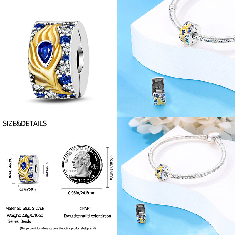Zcompresses-Bracelet de sécurité en argent pour femme, perle à clip ronde, compatible avec Pandora 2024, original, document de vente chaude, cadeau de bijoux, nouveau, 925