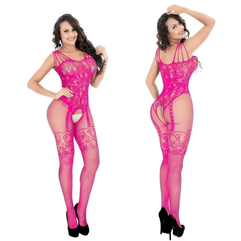 New Hot Sexy Hollow Out Bodysuits See Through Stocking Teddies Set Hip-Packed Open Crotch Pantyhose Women Lingerie Sex Costumes