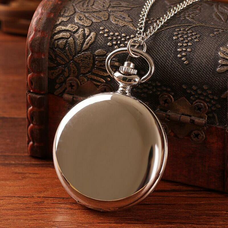 Retro Pocket Watch Men Women Vintage Mechanical Watch Alloy Smooth Round Pendant Quartz Pocket Watch with Chain Jewelry Gifts