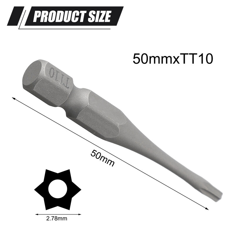 Torx chave de fenda para furadeira elétrica, magnético com furo, Hex Shank, T6-T40, 50mm, 1Pc