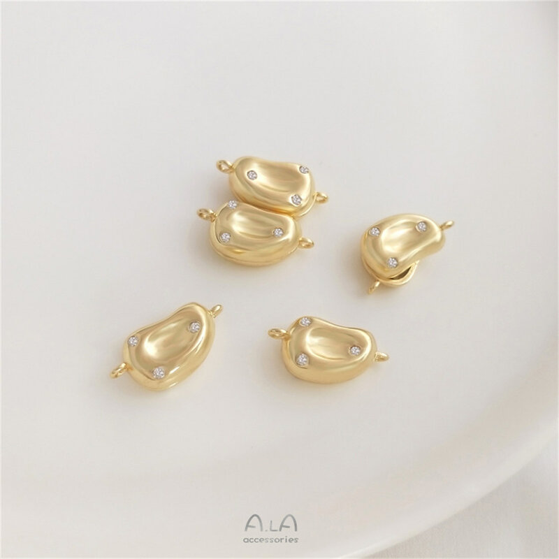Ouro embutidos zircão fecho magnético, fecho em forma de ervilha, DIY colar de jóias, ouro 114k, B852