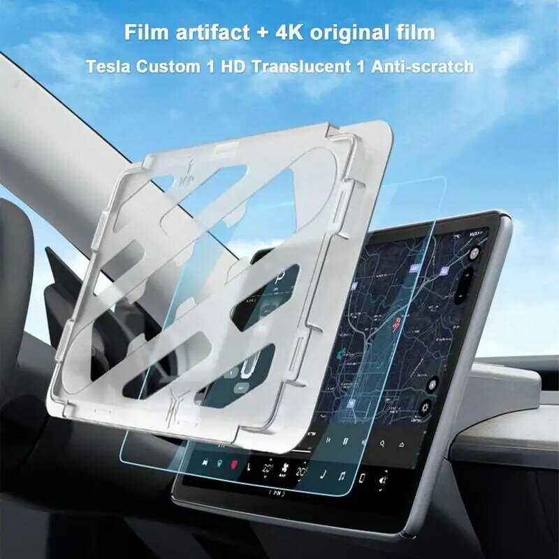 Pelindung layar sentuh navigasi kaca untuk Tesla Model 3/Y pelindung layar konsol tengah penutup penuh kaca Tempered