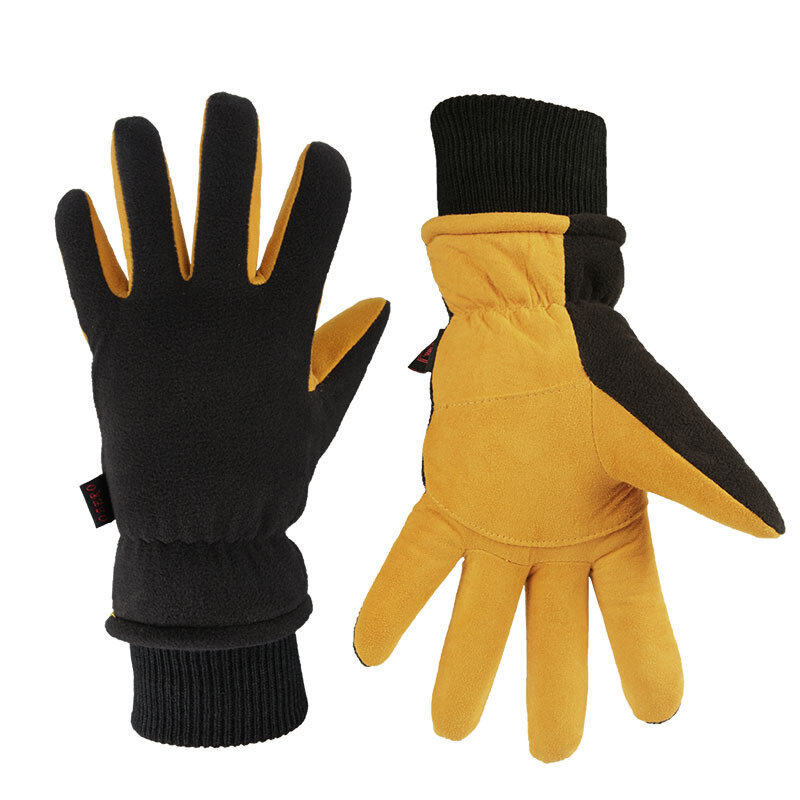 Sarung tangan musim dingin kulit rusa, sarung tangan kerja terpisah anti air tahan angin untuk berkendara, bersepeda, mendaki, salju, ski, 8008