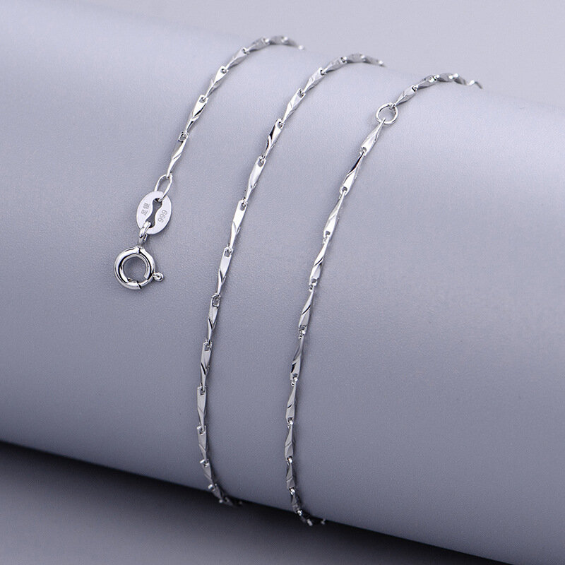 40 + 3 + 3cm regulowane łańcuszek na szyję Premium 999 srebrne zwykłe naszyjniki dla kobiet biżuteria DIY, dzięki czemu dostawa wisiorka błyszczącego łańcuszka