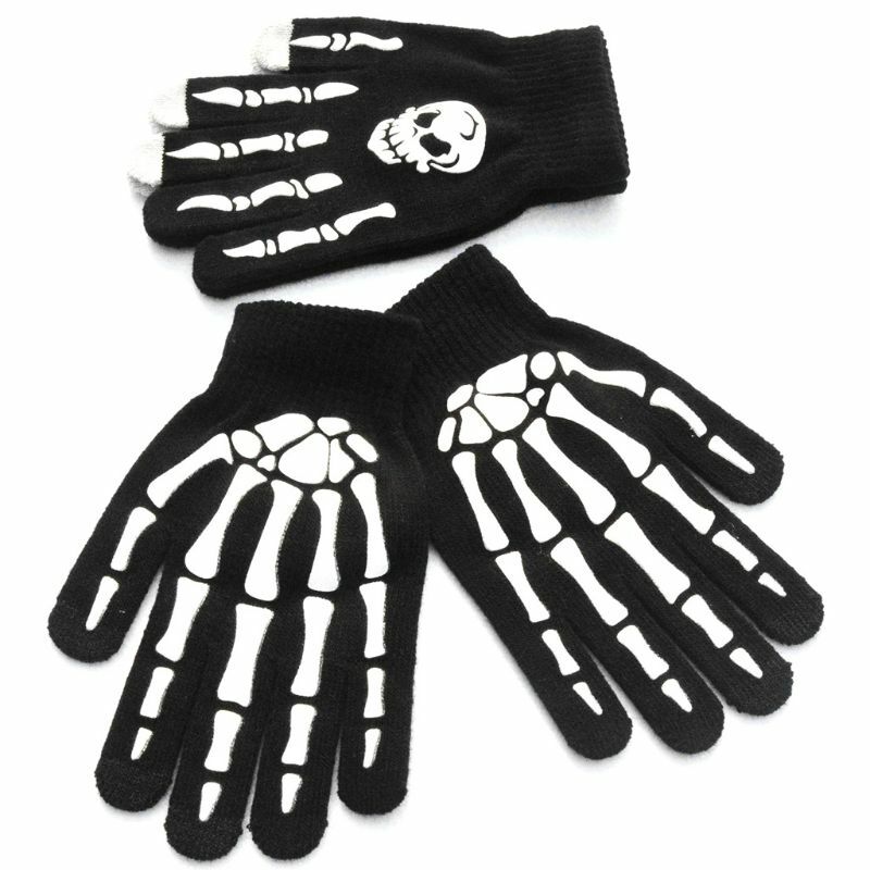 Теплые вязаные перчатки с полным пальцем для взрослых и детей, варежки с человеческим скелетом и текстовыми сообщениями