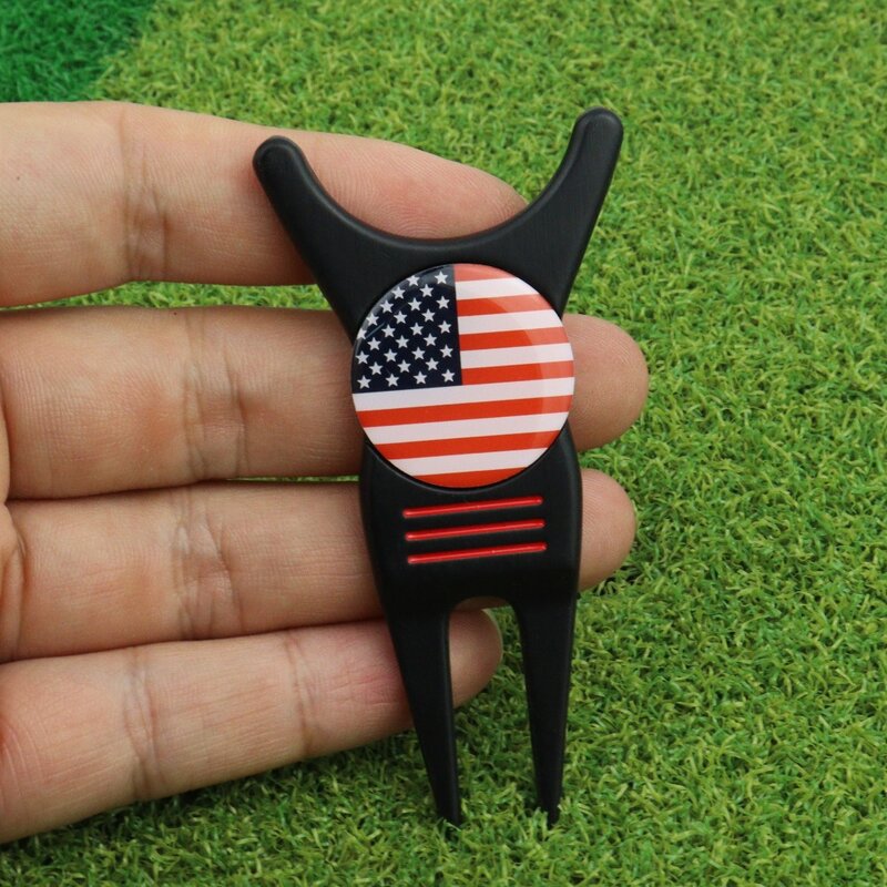 Pitch Golf Green Fork Dropship Magnetic Golf Divot Tool Golf Marker Zinc Alloy Pitch Groove Cleaner Groove Cleaner