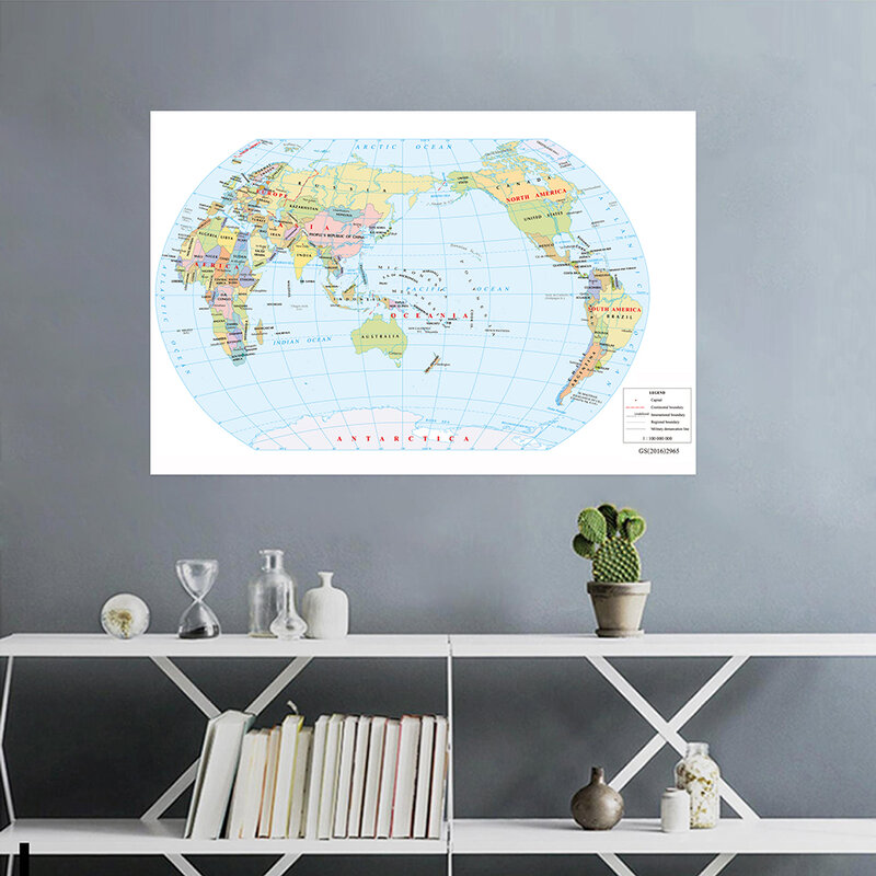 世界地図59*42センチメートルキャンバス絵画壁の芸術ポスタープリントルーム家の装飾オフィス教室教育用品