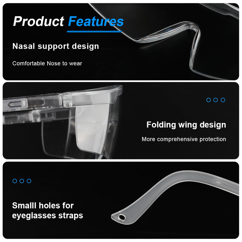 Occhiali di sicurezza protettivi di vendita caldi CE AnsiZ87 protezione per gli occhi occhiali trasparenti occhiali antipolvere antispruzzo per lavorare