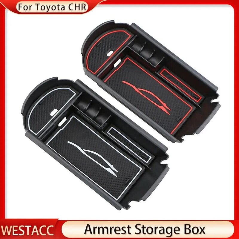 Caja de almacenamiento para el reposabrazos del coche, compartimento central para Toyota C-HR CHR 2016-2021, organizador, contenedor, bandeja, accesorios