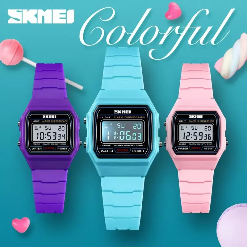 Skmei-子供用デジタル時計,腕時計,発光,スポーツスタイル,耐水性,1460