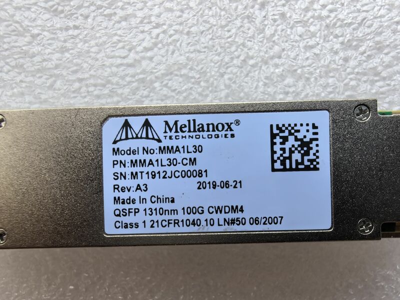Mellanox MMA1L30 QSFP 1310nm ตัวรับส่งสัญญาณ MMA1L30-CM CWDM4 100G