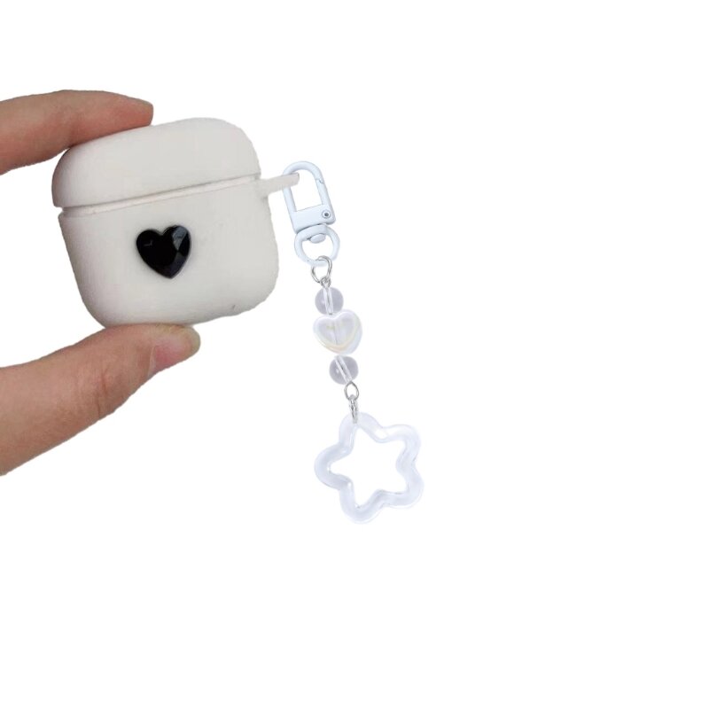 L5YA – porte-clés en forme cœur en acrylique, pendentif pentagrammes multicolores, décoration à pour téléphones, sacs