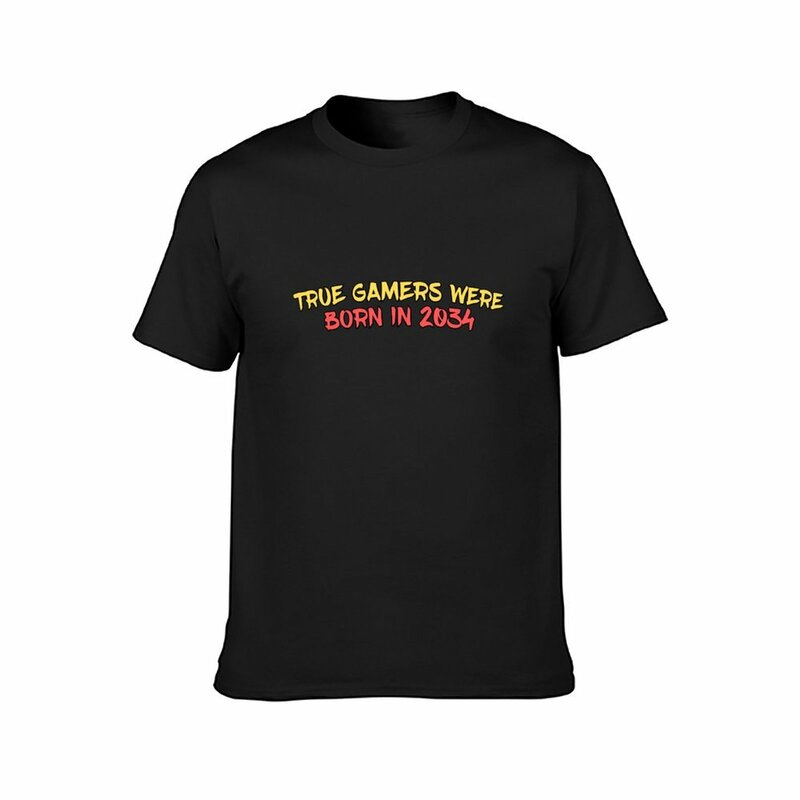 Echte Gamers Werden Geboren In 2034 T-Shirt Nieuwe Editie Sneldrogende Dieren Prinvoor Jongens Oversizeds Mannen Grafische T-Shirts