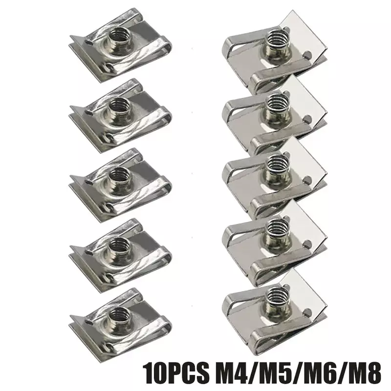 10pcs M8 M6 M5 M4 U Type Clips with Thread 8mm 5mm 6mm 4mm Reed Nuts for Car Motorcycle Scooter ATV Moped Motorcycle Accessories