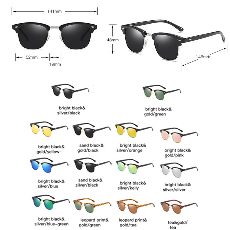 Очки RBROVO в полуоправе в стиле ретро для мужчин и женщин, роскошные брендовые Классические солнечные очки, uv400, 2023