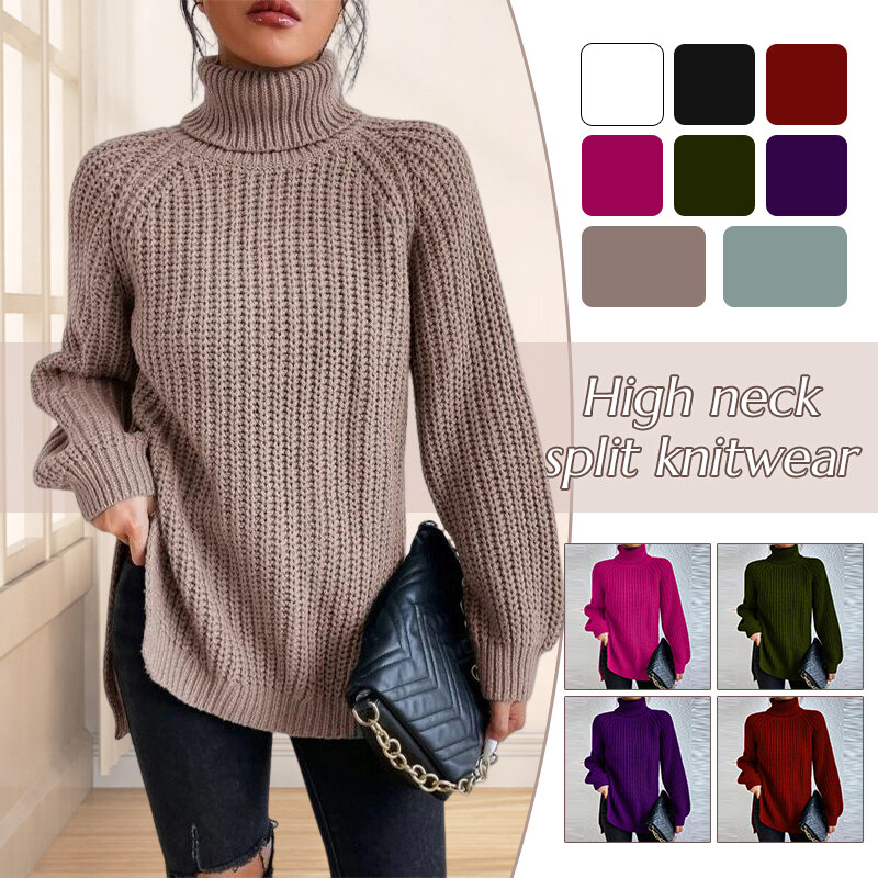 Fashion Turtleneck Lady Jumper Women High Neck Cashmere Sweater Loose Casual Pullover Long Sleeve Sweater Street Outfit Spring