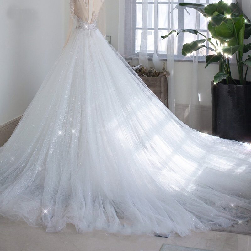 New 6 Layers Shiny Tulle Detachable Train Wedding Removable Skirt For Dresses Bridal Overskirt Custom Made Accessories